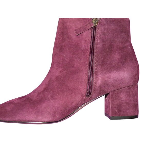 White House Black Market ZEEK cabernet burgundy microsuede block heel booties 9 - Picture 8 of 11